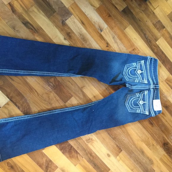 True Religion RN#112790 Low Rise straight Leg Jeans  size 26"waist 31 inseam - Picture 5 of 9